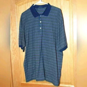Vintage Jeff Rose polo shirt blue with stripes. Mercerized cotton size L